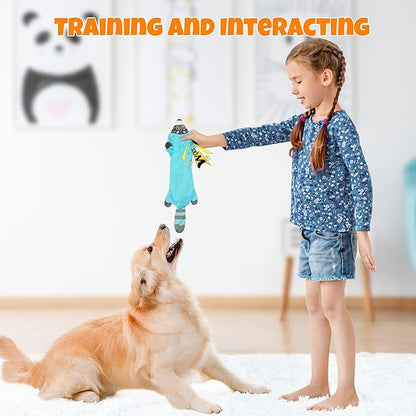 No Stuffing Dog Squeak Toys, Flat Soft Plush Dogs Chew Toy for Small Medium Large Breed Chewer Durable Cute Fun Squeaky Interactive Teething Puppies Pet Supplies to Keep Them Busy Best Birthday Gifts
