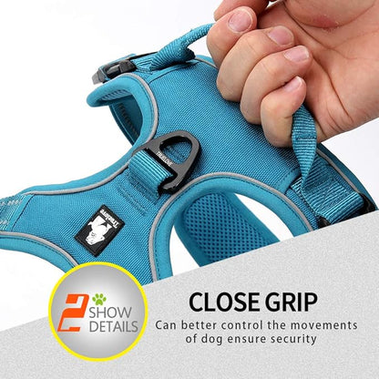 JUXZH Truelove No Pull Dog Harness with Easy Control Handle and 2 Leash Attachments,Reflective Adjustable Pet Vest