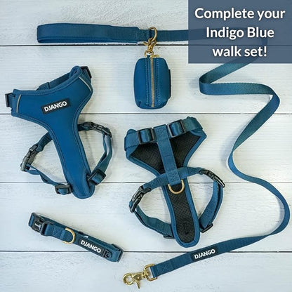 DJANGO Adventure Dog Leash – Strong, Comfortable, and Stylish Dog Leash with Solid Brass Hardware and Padded Handle - Designed for Outdoor Adventures and Everyday Use (Indigo Blue)
