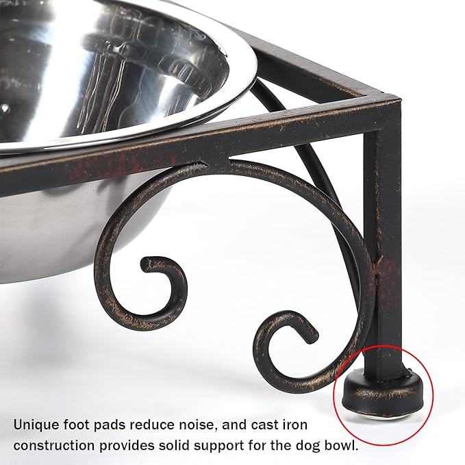 Elevated Dog Bowls for Small Dogs Metal Raised Dog Bowl Cat Dish Stand with Double Stainless Steel Pet Feeder for Food and Water Lifted Cats Bowls with Stand Elevated Pets Bowl Holder - Height 3.54"