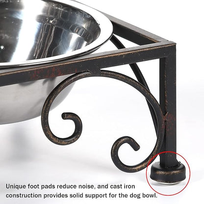 Elevated Dog Bowls for Small Dogs Metal Raised Dog Bowl Cat Dish Stand with Double Stainless Steel Pet Feeder for Food and Water Lifted Cats Bowls with Stand Elevated Pets Bowl Holder - Height 3.54"