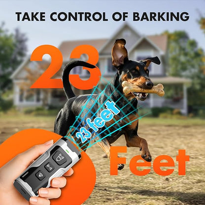Dog Bark Deterrent Device, 3X Ultrasonic Anti Barking, 6 Training Modes 23 FT Range Barks No More Indoors Outdoors Behavior Correct Safe & Humane Rechargeable Compact Bark Control for Dogs (Silver)