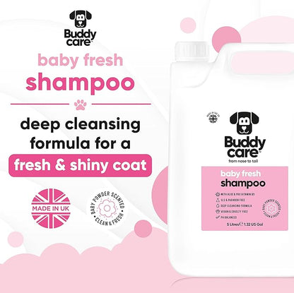 Baby Fresh Dog Shampoo by Buddycare | Deep Cleansing Shampoo for Dogs | Fresh Scented | with Aloe Vera and Pro Vitamin B5 (169.07oz)