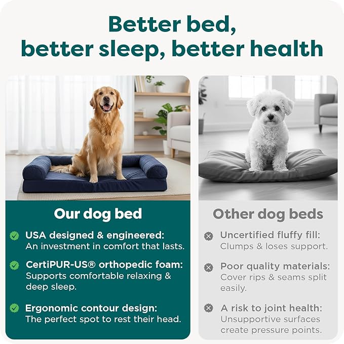Furhaven Orthopedic Dog Bed for Large Dogs w/ Removable Bolsters & Washable Cover, For Dogs Up to 95 lbs - Quilted Sofa - Toasted Brown, Jumbo/XL
