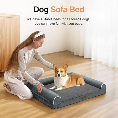 Medium Dog Bed Orthopedic Washable: Beds Bolster Medium Sized Dogs Bed Egg Crate Foam Couch Sofa Waterproof with Removable Cover - Dark Grey