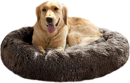 MFOX Calming Dog Bed (S/M/L/XL) for Medium and Large Dogs Comfortable Pet Bed Faux Fur Donut Cuddler Up to 15/30/50/90lbs