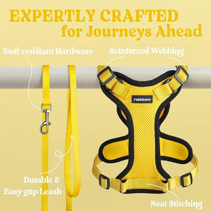 rabbitgoo Cat Harness and Leash for Walking, Escape Proof Soft Adjustable Vest Harnesses for Cats, Easy Control Breathable Reflective Strips Jacket, Yellow, M