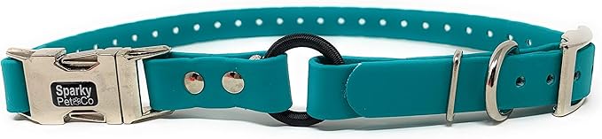 Sparky Pet Co - Zeus ECollar Replacement Strap - Bungee Loop Dog Collar - Waterproof Biothane - Adjustable - Double Buckle - Quick Snap Metal Clasp - for Invisible Fence Systems - 3/4" x 28" Teal