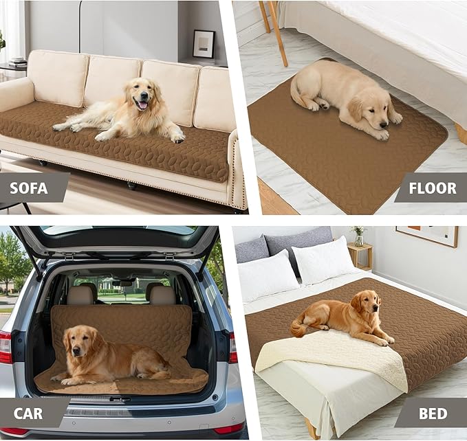 Ameritex Waterproof Pet Bed Cover Anti-Slip Dog Bed Blanket for Sofa and Furniture Waterproof New Pattern Design (Camel, 40x50 Inch (Pack of 1))