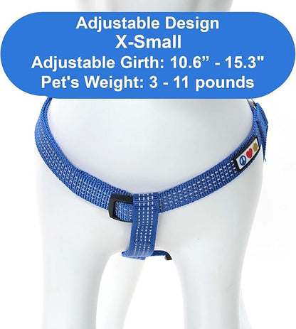 Pawtitas Reflective Step-in Dog Harness – Adjustable No-Pull Vest for Puppies to Seniors, Safe & Comfortable, XS Blue
