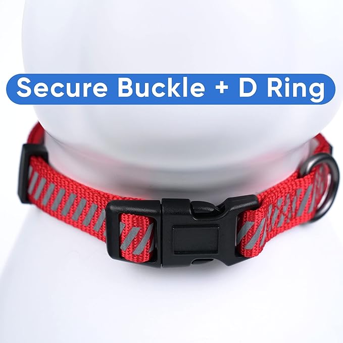Pawtitas Reflective Dog Collar Reflective Thread Reflective Dog Collar Personalized Name Phone Number Adjustable Collar for Small Dogs Small Puppy Red Dog Collar Extra Small Breeds
