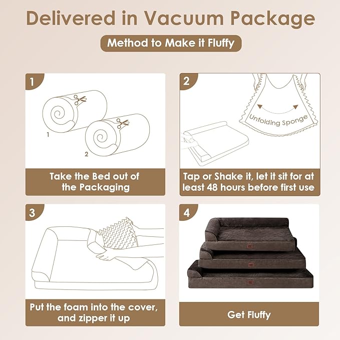 EHEYCIGA Orthopedic Dog Bed Medium Size Dogs, Memory Foam Dog Bed with Washable Removable Cover, Waterproof Pet Sofa Couch for Crate with Nonskid Bottom, 30x20x6,Brown