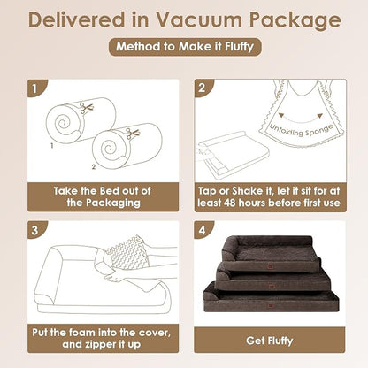 EHEYCIGA Orthopedic Dog Bed Medium Size Dogs, Memory Foam Dog Bed with Washable Removable Cover, Waterproof Pet Sofa Couch for Crate with Nonskid Bottom, 30x20x6,Brown