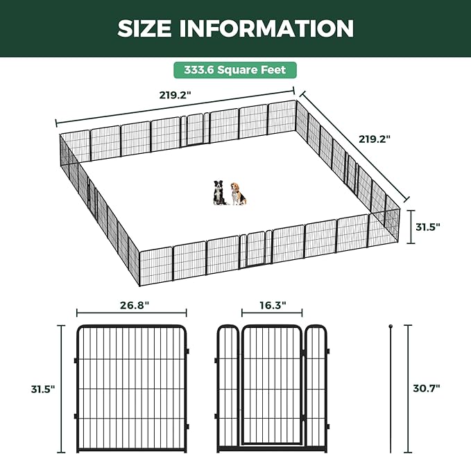 FXW Homeplus Unleashed Indoor Dog Playpen - Stress-Free and Safe Play, Heavy Duty 32 Inch 32 Panels Dog Pen for Small and Medium Dogs, Black│Patented