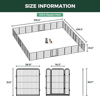 FXW Homeplus Unleashed Indoor Dog Playpen - Stress-Free and Safe Play, Heavy Duty 32 Inch 32 Panels Dog Pen for Small and Medium Dogs, Black│Patented