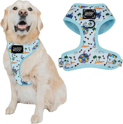 Sassy Woof Dog Adjustable Harness - Disney Stitch - XL, Breathable Mesh, No Pull Design with Two D-Rings, Patented Design, Perfect for Extra Large Dogs - Officially Licensed