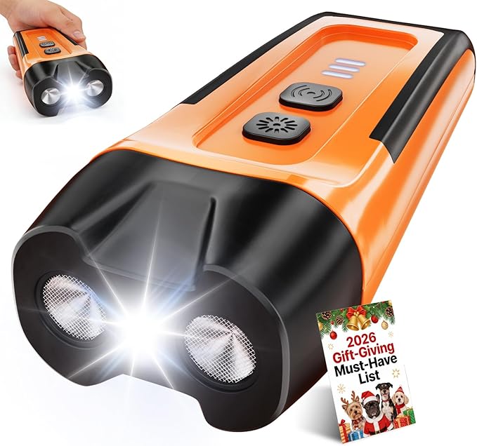 Dog Bark Deterrent Devices for Training Collar and Pet Supplies Ultrasonic Dog Whistle Repellent Horn Stopper for Large Yard Deterrents and Behavior Aids Shock Air Can Repeller with Sonic Light