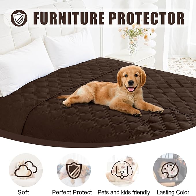 Smiry Waterproof Dog Bed Cover Blanket 40x50, Soft Reversible Pet Blanket, Washable Leakproof Cats Dogs Couch Cover for Sofa, Couch, Furniture, Lattice, Chocolate/Chocolate