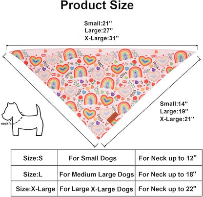 PTDECOR Rainbow Dog Bandanas Pride Day Dog Scarf Reversible Triangle LGBT+ Rainbow Bandanas for Small Dogs Pets (Pride, Small)