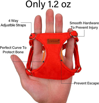 CHEDE No Pull Puppy Harness and Multifunction Dog Leash Set- 8 Colors Soft Adjustable No Choke Escape Proof Cute,Lightweight Pet Vest Harness for Small and Medium Dog (XS, Red)