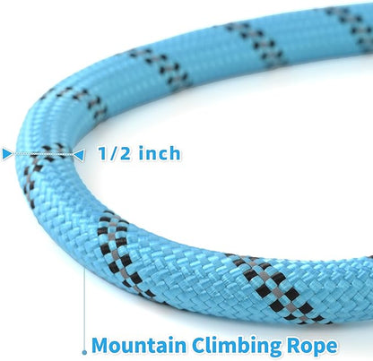 Mile High Life Reflective Dog Leash, with Comfortable Padded Handle, Blue Nylon Rope Leash with Steel Tips, Heavy Duty 4 Feet Pet Leashes (Blue,60 Inches)