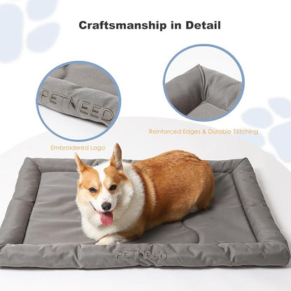 4-Season Water-Resistant Dog Beds for Metal Crates, Indoor & Outdoor Use for Dogs up to 30 lbs, Durable Oxford 900D Fabric, Plush Pillow & Supportive Foam, Washable (28 inches, Grey)