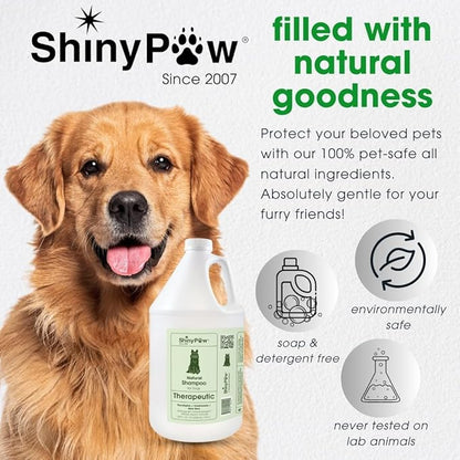 Shiny Paw Dog Shampoo Itchy Skin Relief | Hypoallergenic Dog Wash | Eucalyptus, Chamomile & Aloe Vera | Dog Shampoo Sensitive Skin & Smelly Dogs | (1 Gallon, Eucalyptus, Chamomile & Aloe Vera)
