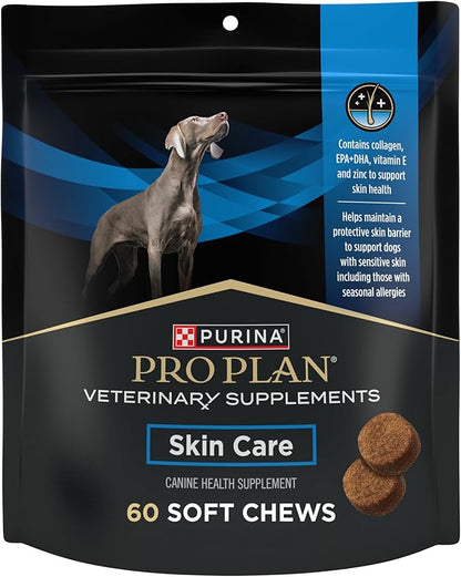 Purina Pro Plan Veterinary Supplements Skin Care Dog Supplements with Omega-3 Fish Oil and EPA and DHA - (Pack of 1) 60 ct. Pouches