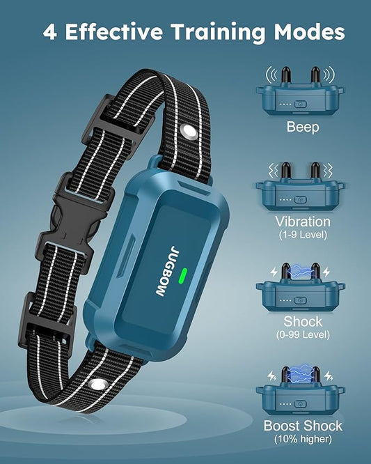 Jugbow Dog Shock Collar - 4200FT Dog Training Collar with Remote, IPX8 Waterproof Electric Dog Collar with 4 Training Mode for 10-120lbs Dogs(Blue)