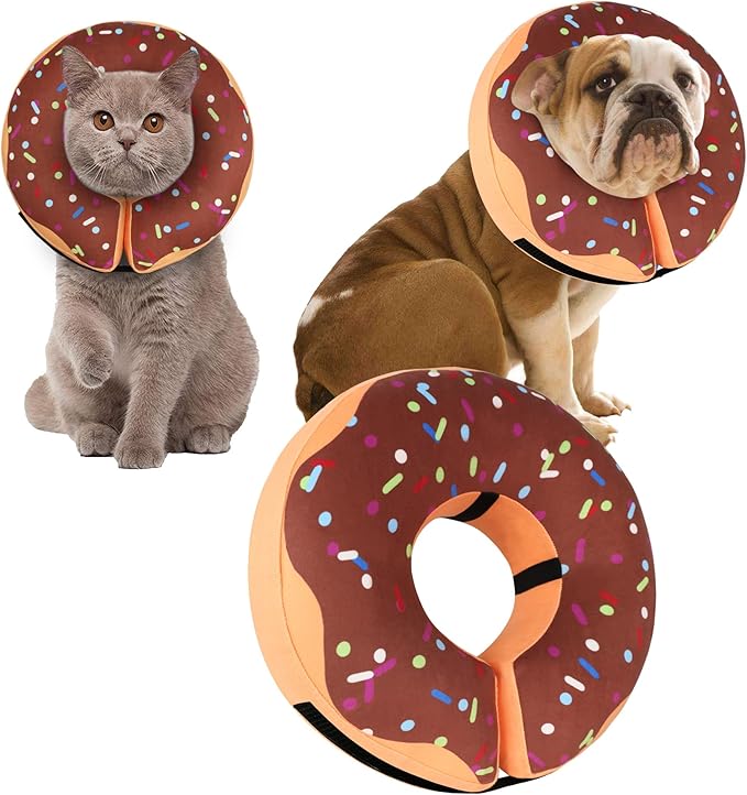 Recovery Donut Collar for Dogs & Cat,Inflatable Dog Cone Collar Alternative After Surgery,Soft Dog Cone for Large Medium Small Pet, Adjustable Pet Neck Donut(Brown,X-Large)