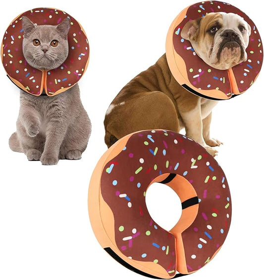 Recovery Donut Collar for Dogs & Cat,Inflatable Dog Cone Collar Alternative After Surgery,Soft Dog Cone for Large Medium Small Pet, Adjustable Pet Neck Donut(Brown,X-Large)