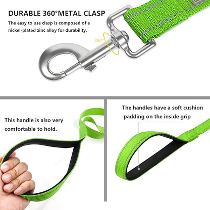 Dog Leash 6 FT Padded Handle Nylon Reflective Dogs Leashes for Small Dogs Puppy Green