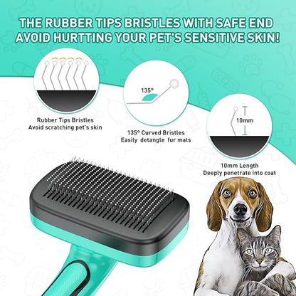 WOPQAEM 6 PCS Self Cleaning Slicker Brush & Undercoat Rake & Bath Brush & Flea Comb & Pet Comb & Steam Brush for Dogs and Cats,Professional Deshedding Dematting Tool for Long and Short Haired Pets