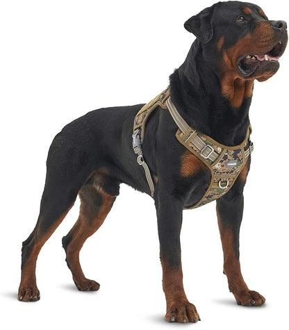 AUROTH Tactical Dog Harness for Large Dogs No Pull Adjustable Pet Harness Reflective K9 Working Training Easy Control Pet Vest Military Service Dog Harnesses Woodland Camo XXL