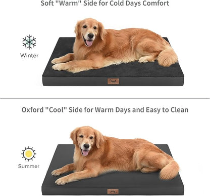 Tail Stories Large Comfy Washable Dog Bed, Orthopedic Egg Crate Foam Dog Crate Mat for Large Dogs with Removable Cover, 41x27 Inch, Black