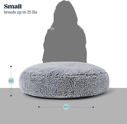 PELZIN Stoutwool Indestructible Dog Bed - Round Chew Proof Dog Bed - Fluffy Pillow Bed for Aggressive Chewers - Durable - Washable - Ideal for Small Dog Breeds - 25", Charcoal
