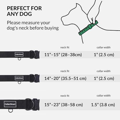 Heavy Duty Dog Collar for Large or Medium Dogs, Adjustable Strong Dog Collar for Active Dogs, Double-Layered Nylon (Black, 11-15)