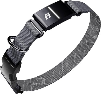 New Fi Series 3+ Smart Dog Tracker Collar [12 Month Membership Included] GPS Tracker for Dogs with Health & Behavior Monitoring, Escape Alerts, Waterproof, LED, Apple Watch Compatible (Gray, Large)