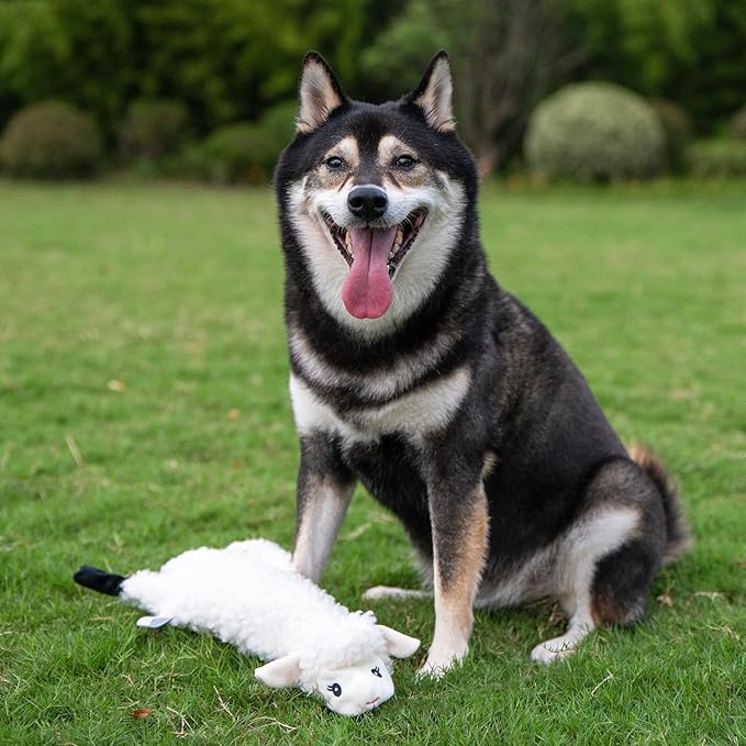 Best Pet Supplies Squeaky Dog Toys with Soft Durable Fabric for Small, Medium and Large Pets Interactive Toy for Indoor Play, Supports Active Biting and Play - Sheep, Cow, Medium