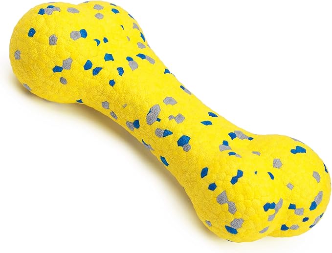 Moonorange 7.28" Indestructible Large Bone Balls for Aggressive Chewers Durable Stick Bouncy Interactive Chew Toy for Dogs Fetch Game Lightweight Floating Outdoor Training, Yellow