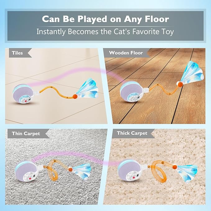 YVE LIFE Interactive Cat Toys Ball for Indoor Cats,[Newly Upgraded] Agile Moving Cat Ball with Elastic Mesh Tail,Automatic Kitten Toys for Bored Indoor Adult Cats,Motion Activated (Purple)
