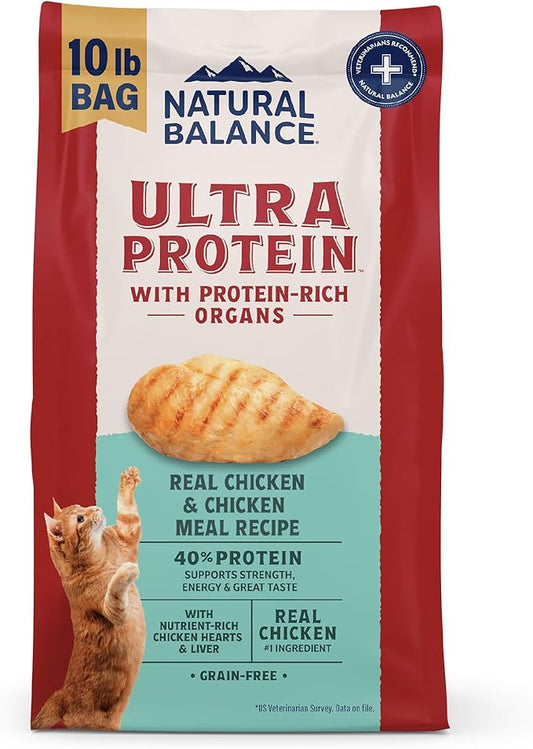 Natural Balance Ultra Protein Dry Cat Food, Real Chicken & Chicken Meal Recipe with Protein-Rich Organs - 10 lbs.