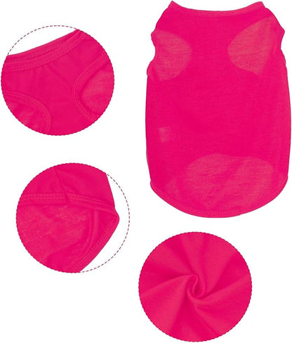 4 Pcs Cat Shirts Solid Color Dog Clothes Summer Sleeveless Pet T Shirts for Small Pet Dogs Cat (Black,Pink,Grey,Rose red, Small)
