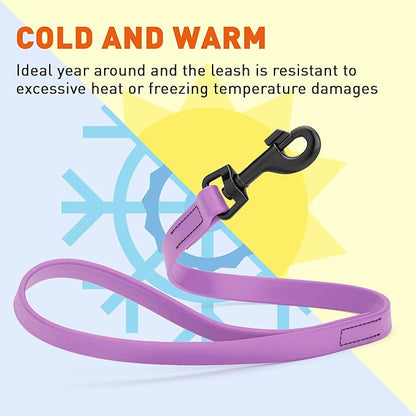 Dogline Biothane Waterproof Dog Leash Strong Coated Nylon Webbing with Black Hardware Odor-Proof Easy to Clean High Performance for Small or Large Dogs Made in USA 2 ft Lead, Amethyst Purple