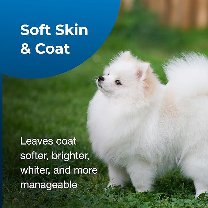 PetAg Fresh ’n Clean Whitening Snowy-Coat Shampoo, Vanilla Scent (15:1 Concentrate) - 1 Gallon - Bleach-Free Formula to Correct Yellow Discoloration - Strengthens & Moisturizes Coats - Soap Free