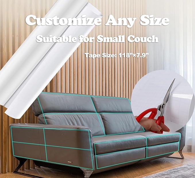 Couch Protector from Cat Claws, Cat Scratch Furniture Protector for Sofa Corners, Beds, Door, Tables, Wall, 118"x8" Self-Adhesive Tapes for Furniture Scratching Deterrent