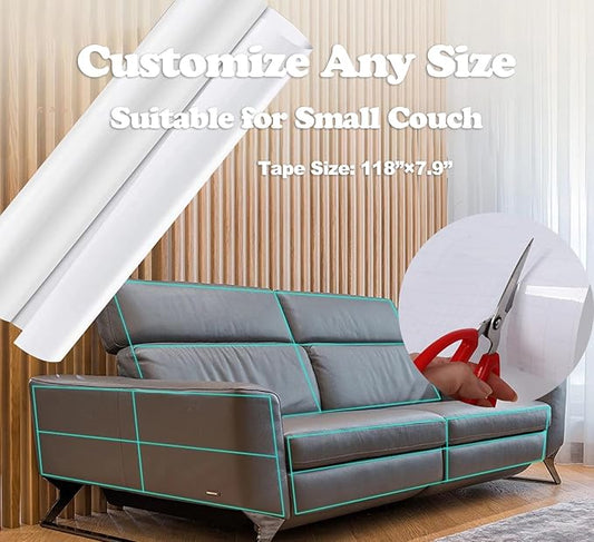 Couch Protector from Cat Claws, Cat Scratch Furniture Protector for Sofa Corners, Beds, Door, Tables, Wall, 118"x8" Self-Adhesive Tapes for Furniture Scratching Deterrent