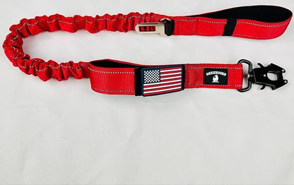 Heavy Duty Bungee Dog Leash - Shock Absorbing, Seat Belt Clip, Quick Release Frog Clasp, Double Padded Handles, for Large and Medium Dogs, Durable for Training, Walking, Car Safety, Outdoor Adventure