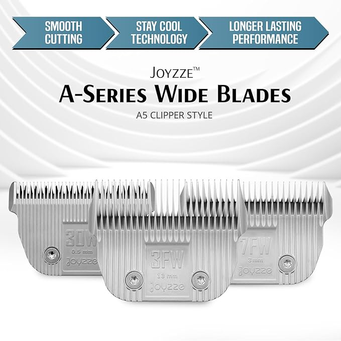 JOYZZE Raptor/Falcon Series A Wide Blade - Professional Grade Dog Clipper Grooming Blade, Detachable, Replacement Blades - Stainless Steel, Coated Ceramic,(A Series #3FW)