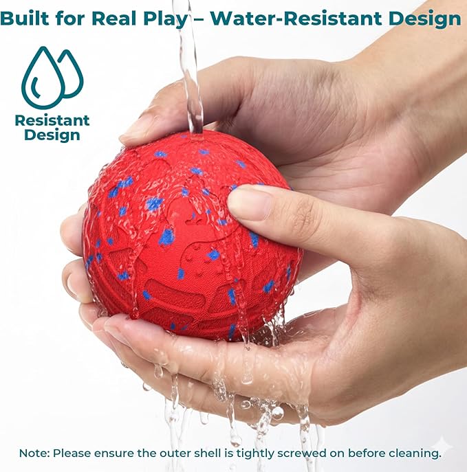 Smart Interactive Dog Toy Ball – Automatic Moving, Bouncing & Rolling, 3 Modes, Chew-Proof E-TPU Shell, Waterproof, Rechargeable,Dog Ball for Medium and Large Dogs, Red